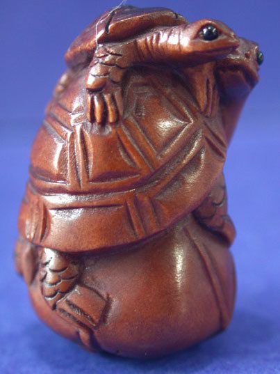 aaa0098 japanese boxwood wood ojime bead 2 turtle leaf