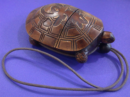 abd0020 japanese boxwood wood Inro Netsuke Turtle 3-1/2"