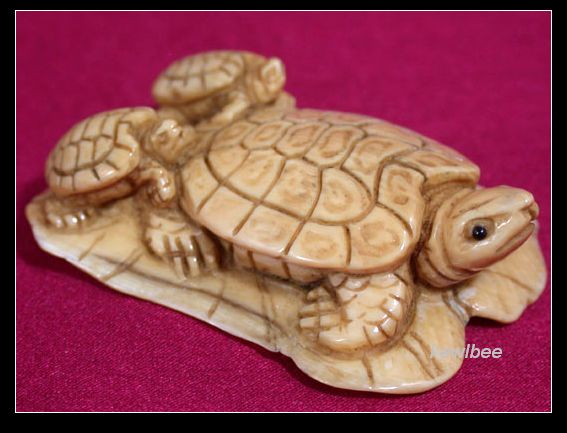 adb0718 Fine Genuine Mammoth Ivory Netsuke Tortoise