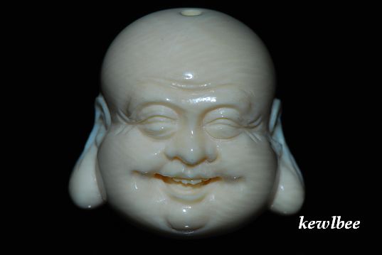adb0840 Fine Genuine Mammoth Ivory Netsuke Happy Buddha