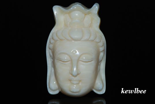 adb0841 Fine Genuine Mammoth Ivory Netsuke Kwan-yin Mask