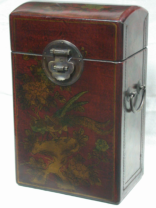 cab005 Chinese Leather Wood Wine Box Carrier