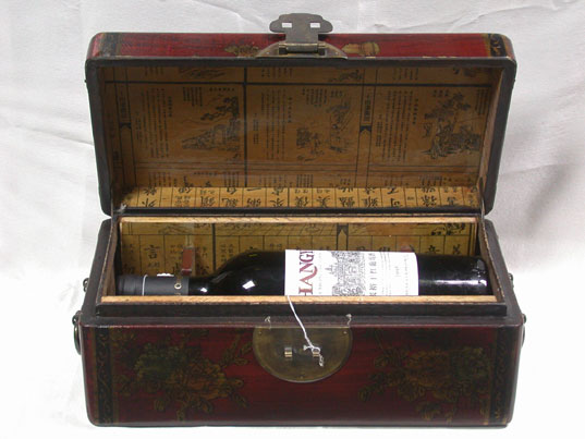 cab011 Chinese Leather Wood Wine Box Carrier