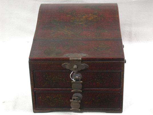 cac005 Chinese Leather Wood Dresser Mirror Box