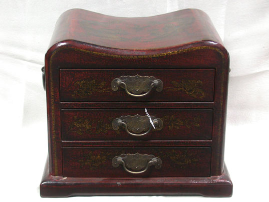 cac019 Chinese Leather Wood Dresser Mirror Box