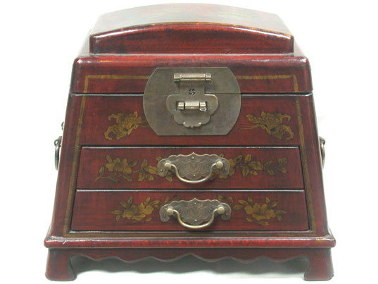 cac021 Chinese Leather Wood Dresser Mirror Box