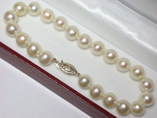dabl001 Rare Baroque Golden Akoya Pearl Bracelet 7.5mm