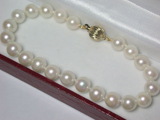 dabz001 Rare 8mm White Sea Water Akoya Pearl Bracelet