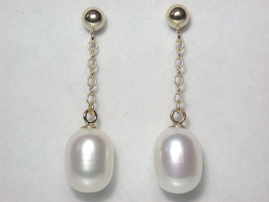 dae040e1 Real 14KY Gold White Pearl Earrings Dangle