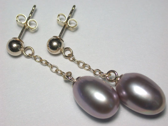 dae040e4 Real 14K Gold Purple Pearl Earrings Dangle