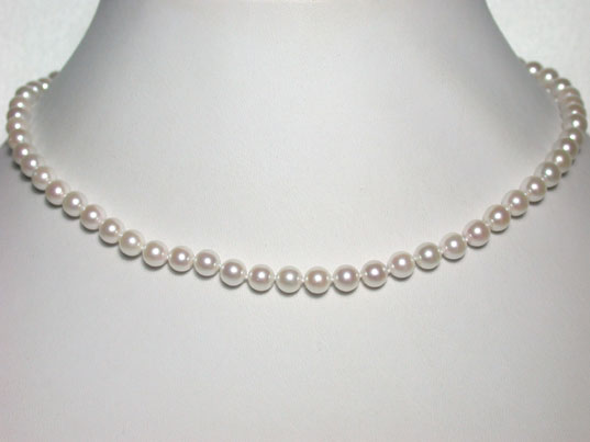 dans001 Sea Water Akoya Pearl Necklace 6.5mm 14K Y Gold