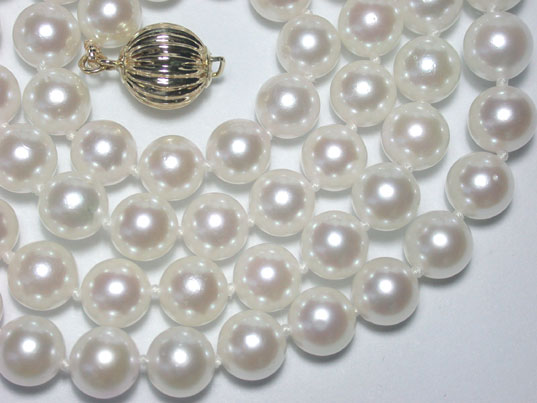 dans005 Sea Water Akoya Pearl Necklace 6.5mm 14K Y Gold