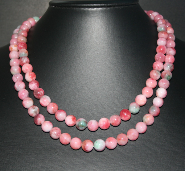 jjn0187 Tibet Red Green Jade Gemstone Necklace 108 Bead