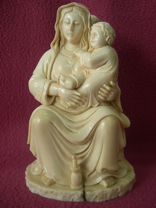 kkm0168 Mammoth Ivory Carving Netsuke Goddess 5"