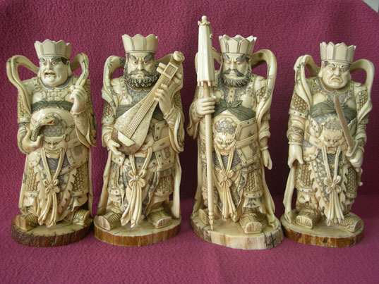 kkm0173 Mammoth Ivory Carving Netsuke 4 Aga 6.75"