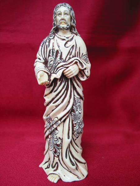 kkm3085 large ivory carving netsuke jesus 6.5" brown