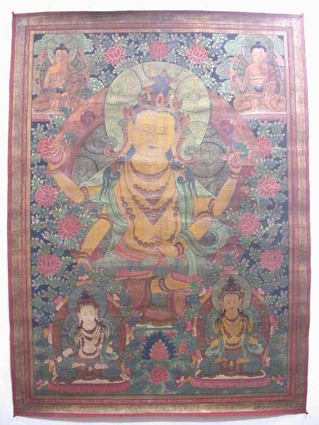 tba5154 Old Tibetan Thangka Tangka Painting 55" x 40"