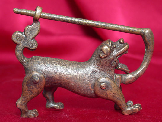 cec0002 Chinese Copper Brass Cabinet Lock Padlock Key Myth Dog