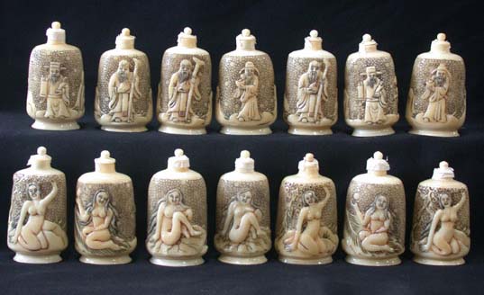 snuxxx8 Wholesale Chinese Ox Bone Carving Carved Snuff Bottle