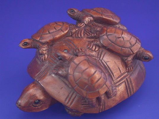 1111926 Japanese Boxwood Wood Netsuke Turtle Tortoise