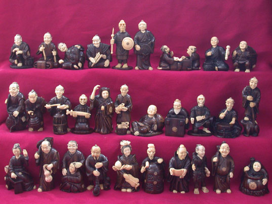 win4w06 Wholesale Ivory Wood Netsuke 30pcs Figures