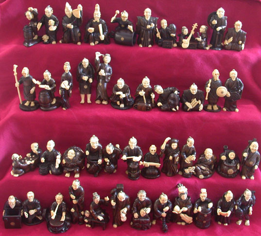 win4w07 Wholesale Ivory Wood Netsuke 45pcs Figures